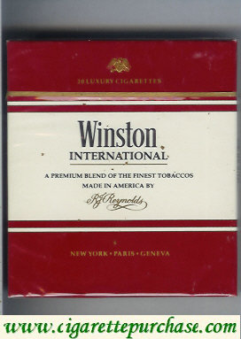 Winston International 100s cigarettes wide flat hard box